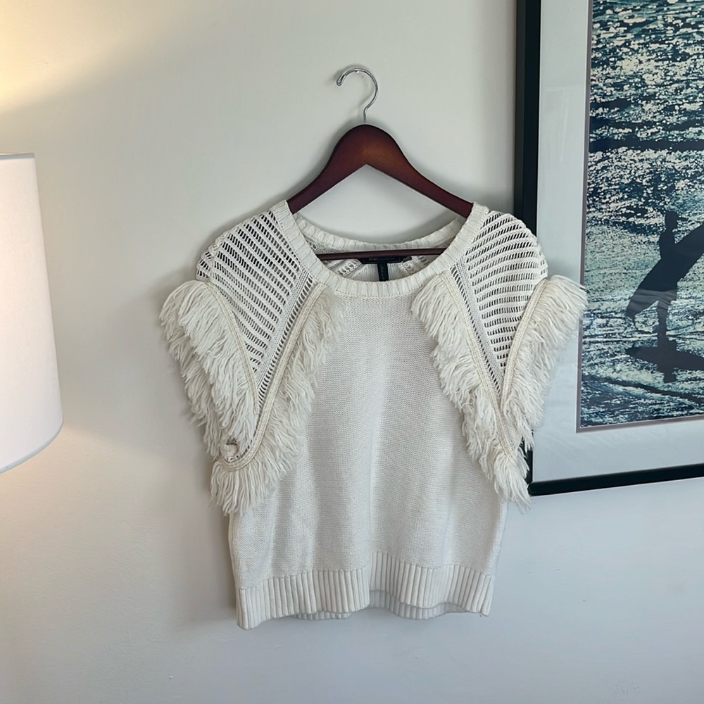 Textured white sweater